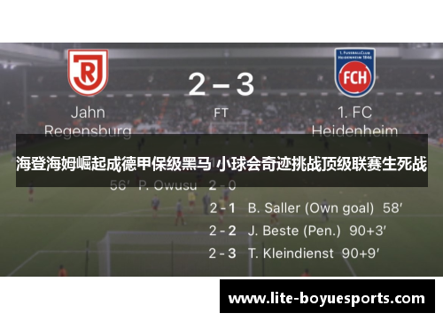 海登海姆崛起成德甲保级黑马 小球会奇迹挑战顶级联赛生死战